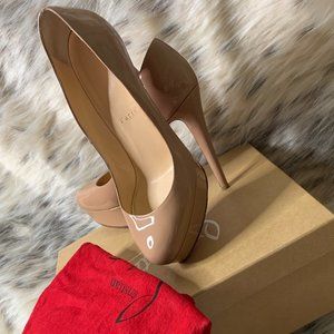 Louboutin Euro 38 US 7.5 Nude Beige Platform Pumps